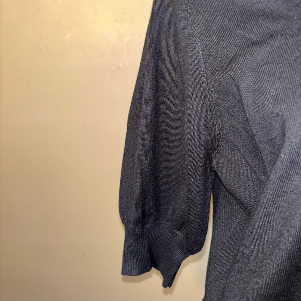 DKNY Womens Ribbed Trim Square Neck Pullover Pleated Shoulder Sweater Sz L - Picture 3 of 8
